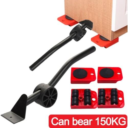 5PCS/Set Professional Furniture Transport Lifter Tool Set Furniture Mover Wheel Bar Roller Device Heavy Stuffs Moving Hand Tools