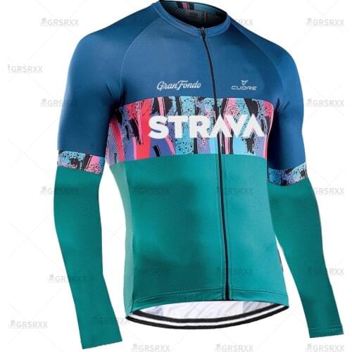 STRAVA 2021 Cycling Shirts Spring Mountain Bike Jersey Pro Bicycle Sportswear for Men Males' Breathable Long Sleeve Jersey