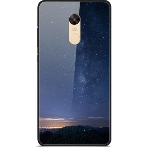 Glass Case For Xiaomi Redmi Note 4X Phone Case Phone Cover Phone Cell Back Bumper Star Sky Pattern