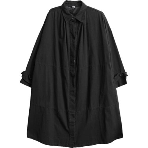 Mens new trench coat long coat neutral dark urban youth fashion loose over the knee large size trench coat