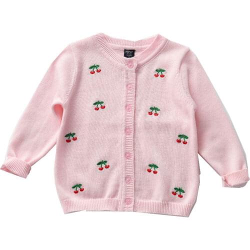 Little Baby Girls Outerwear Jacket Red Cherry Baby Cardigan Sweater Gray Cotton White Pink Coat For 1 2 3 Years Old OGC215414