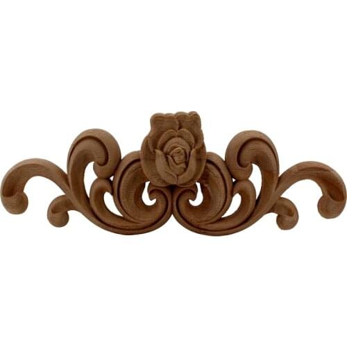 VZLX Wood Carving Applique Furniture Home Diy Fashion Small Accessories Kitchen Cabinet Door Bed Rose Wooden Letters Decoration