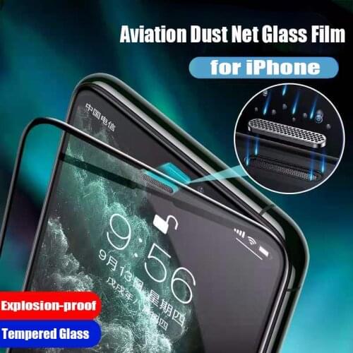 Earpiece Dust Net Tempered Glass Film For iPhone 12 11 Pro Max X XR XS MAX 8 7 6 Plus Screen Protector Explosion-proof Glas Film