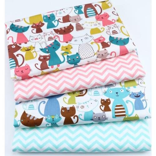 Cat Waves Printed 100% Cotton Fabric For Making Dresses Cushions Blanket Sewing Baby Child Bed Sheet Textile