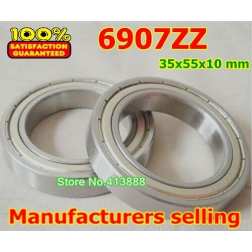 100pcs free shipping thin wall deep groove ball bearing 6907ZZ 35*55*10 mm