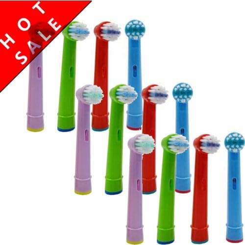12pcs Replacement Children kids Brush Heads for Oral B D19 OC18 D811 D9525 D9511 D25 D30 Princess /Car /Mickey Tooth Brush Heads