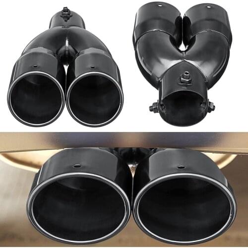 2pcs 63mm 2.5'' Universal Car Inlet Dual Rear Muffler Exhaust Tip Tail Pipe Outlet Auto Replacement Accessories