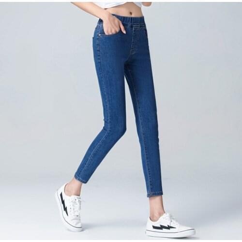 2021 New Womens Elastic high waist Skinny Jeans plus size fashion Women black blue pocket mom Jeans skinny Stretch Denim Pants