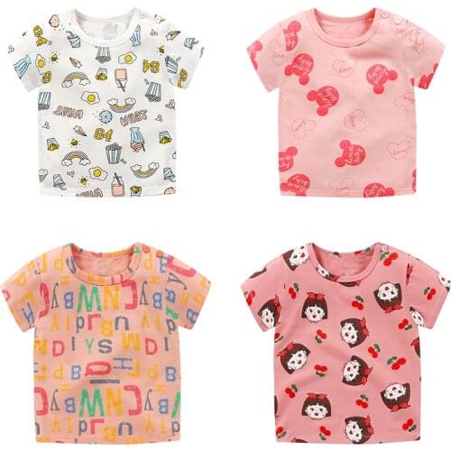 2021 New Summer 0-6T Newborn Baby Tshirts Cartoon Print Girl Boy T-shirt Cute Cotton T-shirts Short Sleeve Kids Toddler Clothes