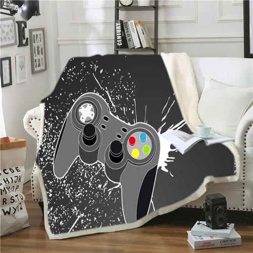 3D Gamepad Throw Blanket Game Sherpa Fleece Blanket for Kids Bed Sofa Office Portable Comfortable Blanket Machine Washable