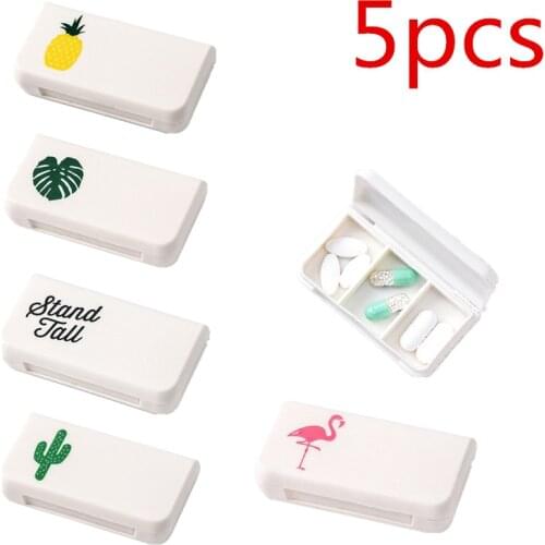 5pcs Portable Mini Pill Case Medicine Boxes 3 Grids Travel Home Medical Drugs Container Home Holder Cases Storage Box