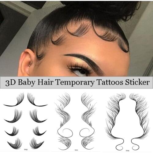 5 Types Hairline Tattoo Stickers Waterproof Baby Hair Edge Temporary Tattoo Sticker Natural Curly Hair Fake Tatoo Makeup Tools