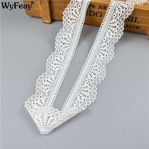 5Yards/Lot White Elastic Lace Ribbon Lace Trim Embroidered for Sewing Underwear decoration African Lace Fabric DIY Wedding Dress