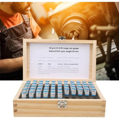 50pcs 0.5-0.99mm Pin Gage Set 0.001mm Tolerance GCR15 Bearing Steel Precision Tool Metric Pin Gage Pin Measuring Tool