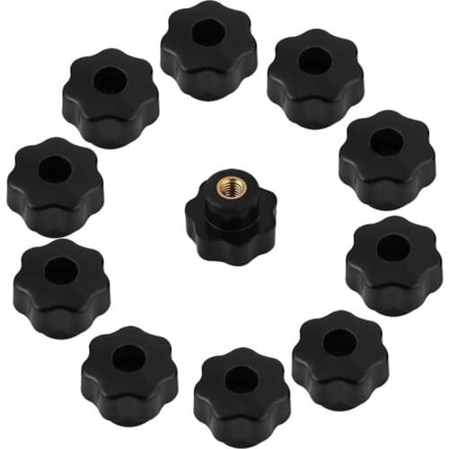 Promotion! 10PCS M6 Internal Thread Knob Screw Plastic Star Head Clamping Knob Black M6 x 25