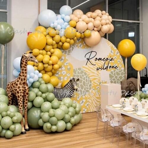 Bean Green Balloon Garland Arch Yellow Blue Helium Globos Retro Color Balloon Set Wedding Birthday Party Decorations Baby Shower