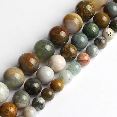 Natural Ocean Jaspers Stone Beads For Jewelry Making Pick Size 6 8 10 mm Round Loose Strand DIY Bracelet Necklace Earring 15"