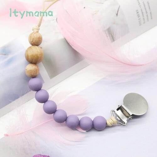 Baby Pacifier Chain Silicone Pacifier Clip Wooden Teething Beads Nipple Holder Accessories Dummy Clip Baby Gift Childens Goods