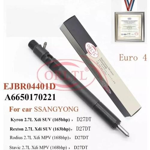 Diesel Injector EJBR04401D a6650170221 EJBR02601Z a6650170121 EJBR04701D a6640170222 EJBR03301D for SSANGYONG JMC Euro 3/4