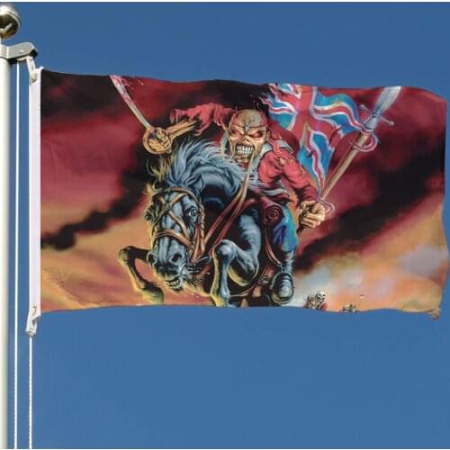 Heavy Metal Flag Skull Skeleton Devil Ghost UK Banner 100% Polyester Material Flag Ideal For Medieval Style Decoration 3 x 5 Ft