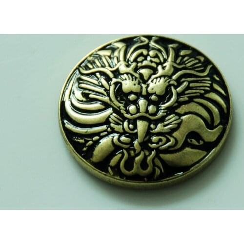 KBD03) 10pc 1-1/8'' Western Dragon Concho Leather Tack Belt Saddle Concho Antique-bronze