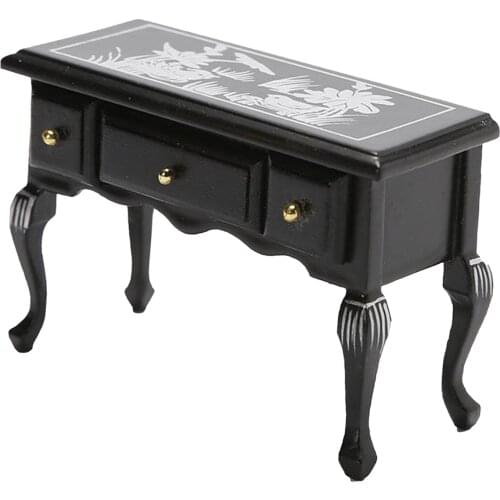 1/12 Dollhouse Miniature Antique Desk with Drawer Furniture Set