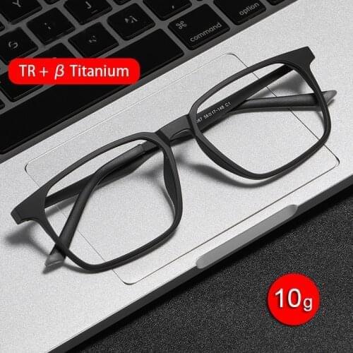 Mens Pure Titanium Eyeglasses Frame Ultralight TR90 Glasses Frame Comfortable Myopia Optical Prescription Glasses Frame Large