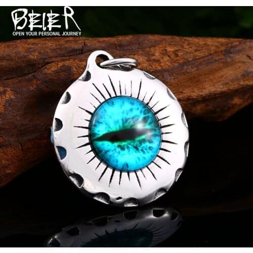 Beier 316L stainless steel Blue zircon and skull Pendant Necklace For Man And Woman Personality fashion Chain Jewelry BP8-429