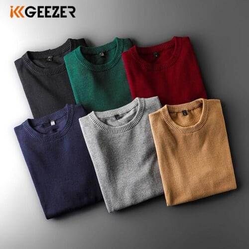 Mens Sweater 100% Cotton O-Neck 2020 Oversize Slim Fit Autumn Winter Pullover Warm Knittwear Pullovers M-3XL Vintage Fashion