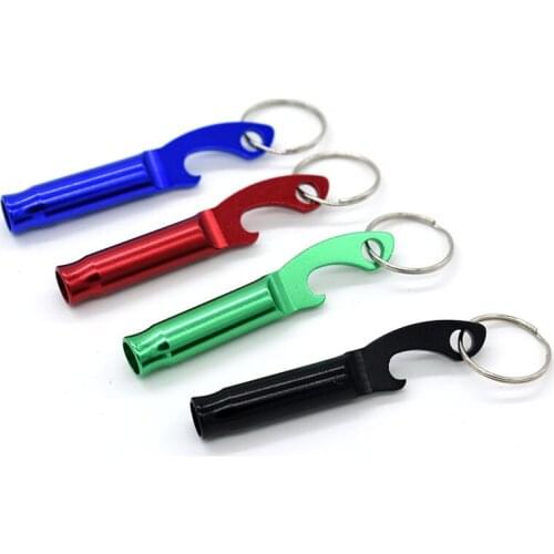 Wholesale 200pcs/lot mini pocket Aluminum Keychain Keyring Whistle portable beer bottle can opener promotion gift custom logo