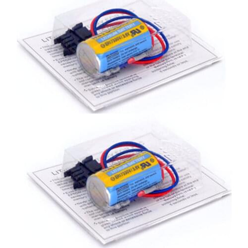 Lot 2pcs Original A6BAT ER17330V PLC 3.6V 2000mAh Lithium Industrial Battery with Plug For Mitsubishi Servo A6BAT PLC Battery