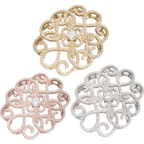 Micro Pave Zircon Hollow Connectors Jewelry Accessories For Handmade Natural Stones Pearls Jewelry Making