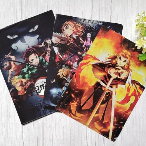 Anime Demon Slayer Folder PVC File Bag Tanjirou Kamado Nezuko Tomioka Giyuu Kimetsu No Yaiba Stationery Storage Supplies