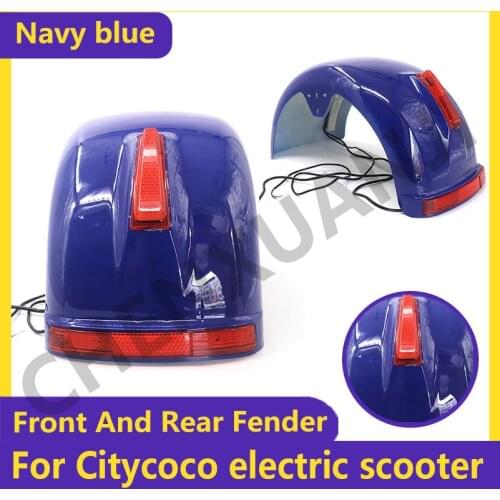 Navy Blue Citycoco Fender Shell Flaps Front and Rear Fender Mudguards With taillight for Citycoco Electric Scooter Plastic Parts