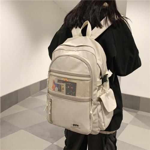 Korean Style Unisex Backpack Large Capacity Laptop Backpack Students Rucksack Boys Girls Schoolbag Nylon Waterproof Travel Bag