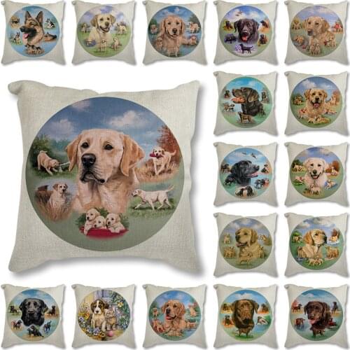 Cute Dog Cushion Cover Pillowcase Pillow Covers Sofa Home Car Decor Pet Animal german shepherd Short Plush Pillow Cover 45x45cm