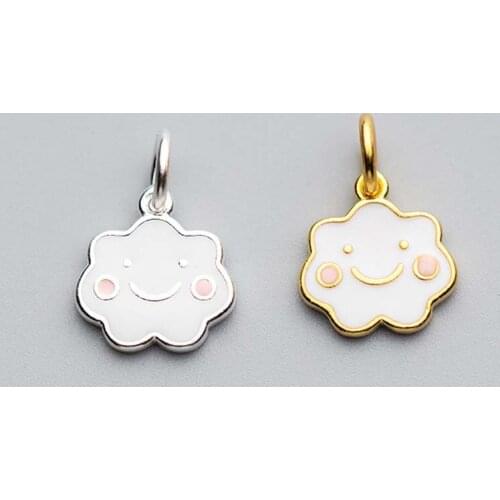 100% 925 Sterling Silver Smile Face Cloud Charm Pendants Craft Handmade Decoration Charm Bracelets DIY Jewelry Making Findings