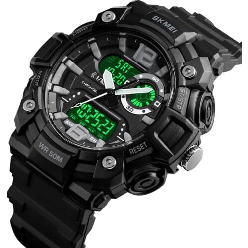 Skmei Sport Quartz Digital Military Army Sports Watches Men Quartz Digital Watch 3 Time Chronograph 5Bar Waterproof Wristwatch