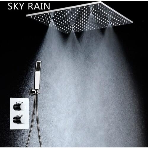 SKY RAIN Concealed Ceiling Mounted Contemporary Bathroom Rainfall Shower System Set with Hand Shower