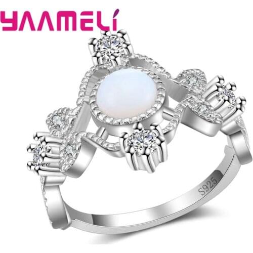 Sparkling Luxury Special Charm Design 925 Silver Finger Rings For Women Charms Opal Stone Bridal Engagement Jewelry