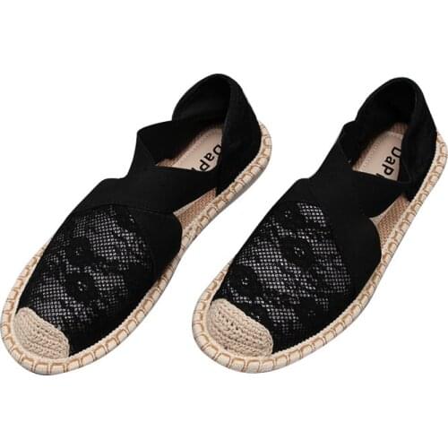 Woman Flat Slip On Canvas Summer Strap Loafers Straw Espadrilles 2021 Ladies Casual Comfort Slip On Lazy Shoes Female Fashion