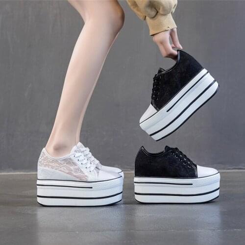 Lace small white shoes womens shoes 2021 new summer breathable 10cm platform shoes female stars with cake mesh single shoes