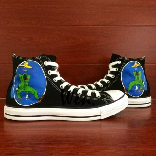 Wen Black Design Custom Hand Painted Shoes Grateful Dead Shakedown Street Men Womens High Top Canvas Sneakers