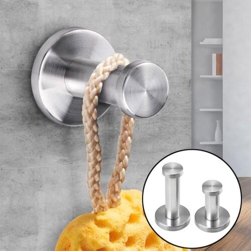 Stainless Steel Hanger Bathroom Clothes Coat Hook No Rust Living Room Cylindrical Hanging Holder Silver Color