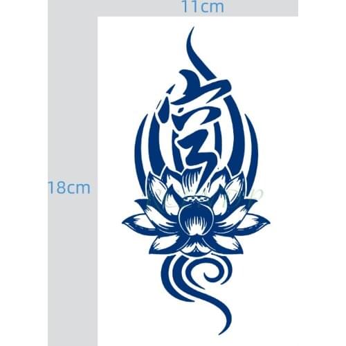 Waterproof Temporary Juice Tattoo Sticker Lotus Chinese Letter Lasting Tattoos Flash Tatoo Fake Tatto Body Art for Men Women