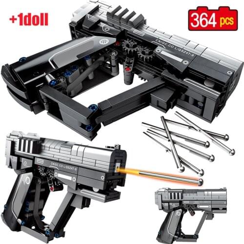 Technical Military Pistol Gun Model Building Blocks City Police Gun Bullet WW2 Weapon Figures Bricks Educational Toys For Kids