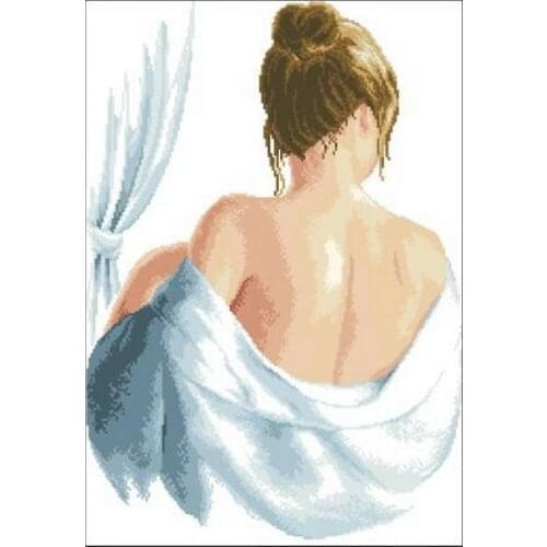 Girl Back view Embroidery High Quality Crafts Needlework 14CT Unprinted Cross Stitch Kits DIY Art Handmade Home Decor