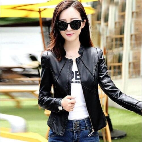 Large Size 4XL Women Leather Jacket New 2021 Motorcycle Leather Clothing Female Outerwear Short Slim Womens Leather Coat Black