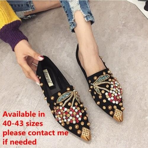 Woman Flats Superstar Shoes Rhinestone Cherry 2021 Spring New Female Metal Pointed Toe Casaul Shoes Comfortable Flats Loafers