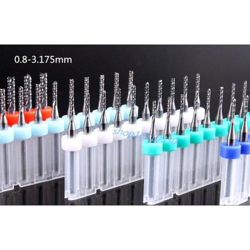 10pcs/set tungsten steel carbide Drill Micro engraving PCB Endmill adopting hole Aluminum wood, acrylic Plastic 0.8-3.175mm